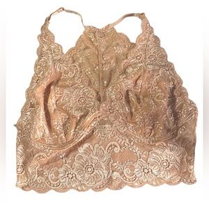 BKE Floral Lace Bralette in Tan